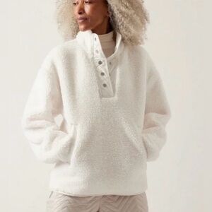 Athleta Cozy Snap Sherpa Sweatshirt Magnolia White Size Large